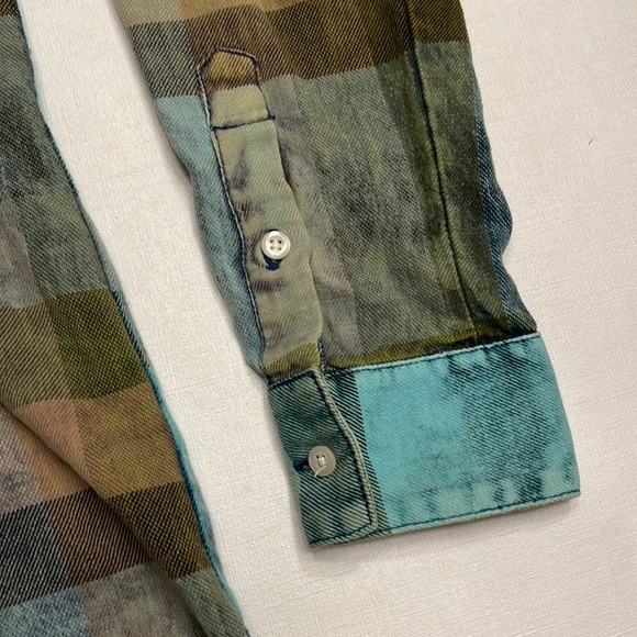 🔵 Anthropologie Isabella Sinclair Blue Plaid Shirt - Picture 5 of 7